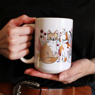 Mug brillant en céramique - chats
